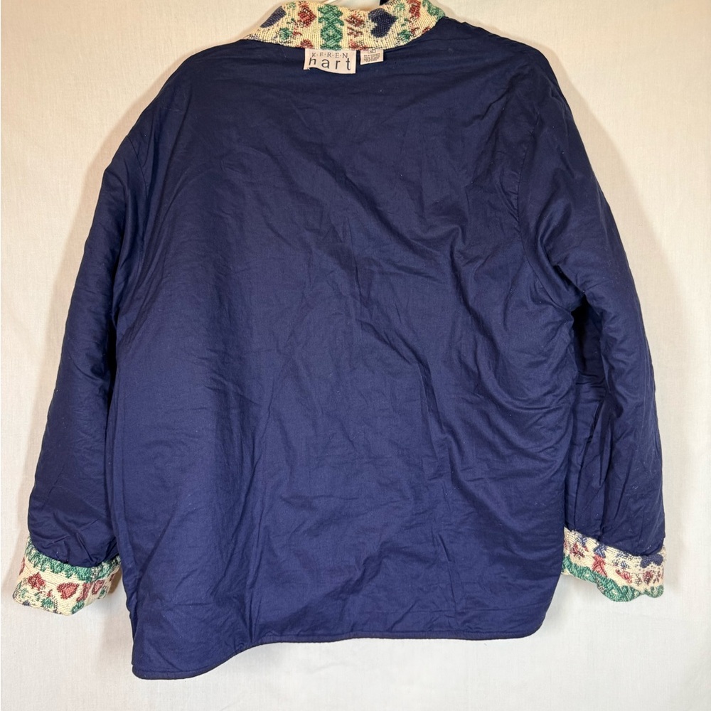 Vintage KEREN hart Multicolor Heart Pattern Tapestry Jacket - Picture 4 of 5